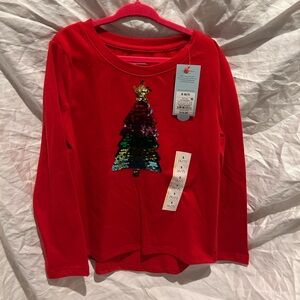 Cat and jack long sleeve tee with tree sequins. 6/7